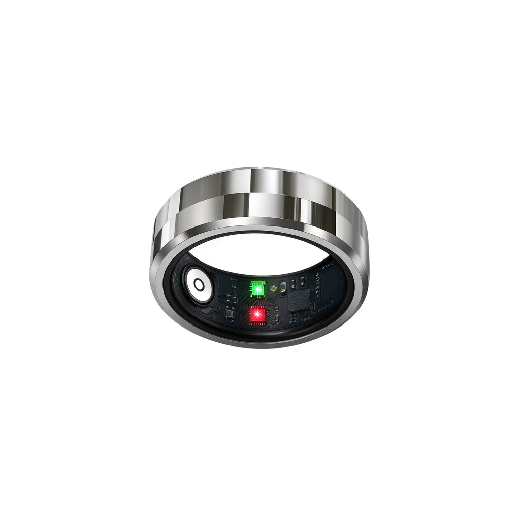 Smart Ring Health Tracker, Sleep Tracker Ring with Heart Rate, Waterproof Fitness Ring for Activity Monitoring/Steps/Distance/Calories,Air Gestures,Up to 7Day Battery,For Ios Android(Stylish Silver#8)