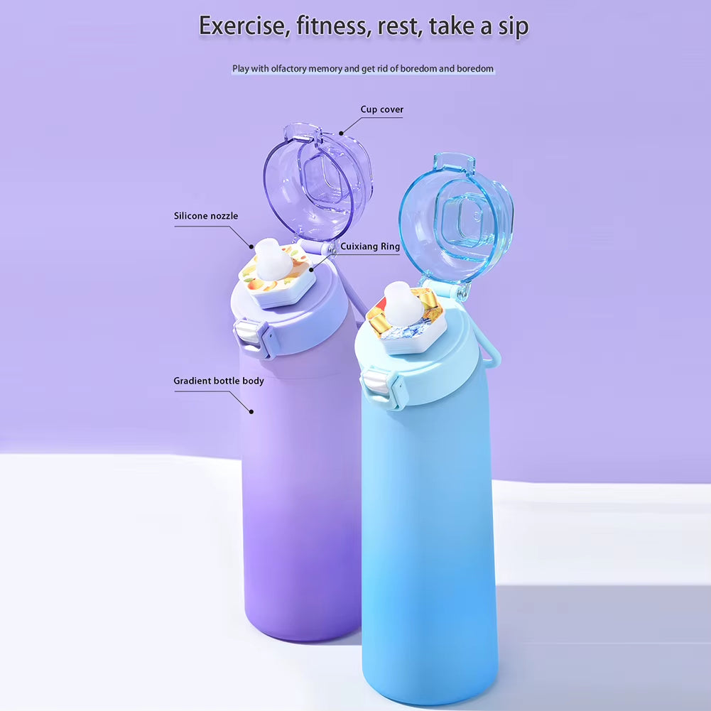 650ML Scent Flavored Water Bottle Scent Water Cup Sports Bottle with 7 Flavor Pods Air Water up Bottle for Travel Hiking